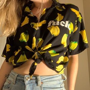 Censored banana button up shirt